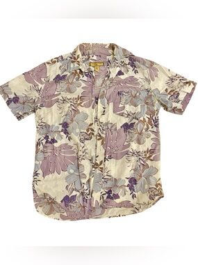Men's Caribbean Joe Short-Sleeve Floral Button-Down Shirt - Lavender/White